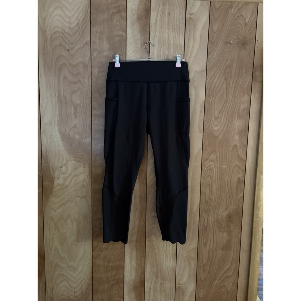 SG Sport Cropped Leggings Solid Black Size Medium Petite‎ Blazer Cutout Details